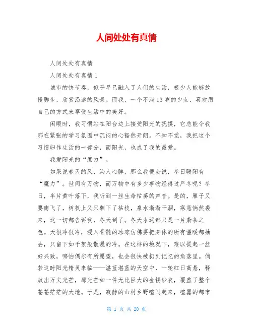 人间处处有真情