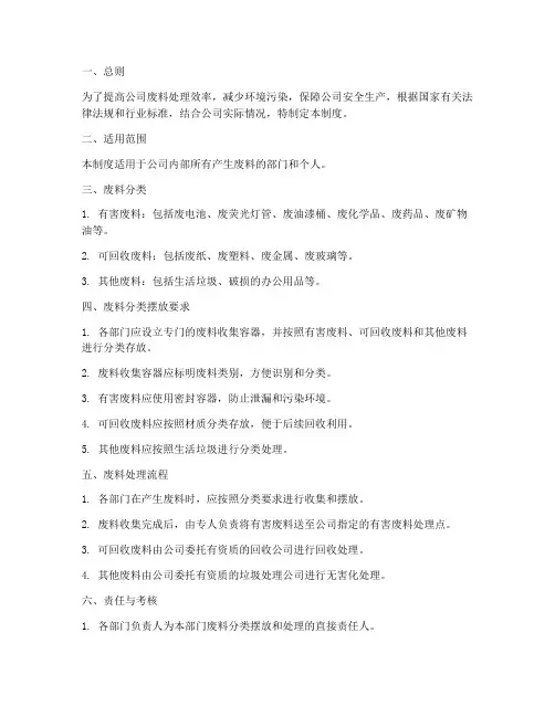 公司废料分类摆放管理制度