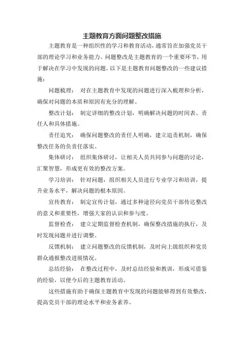 主题教育方面问题整改措施