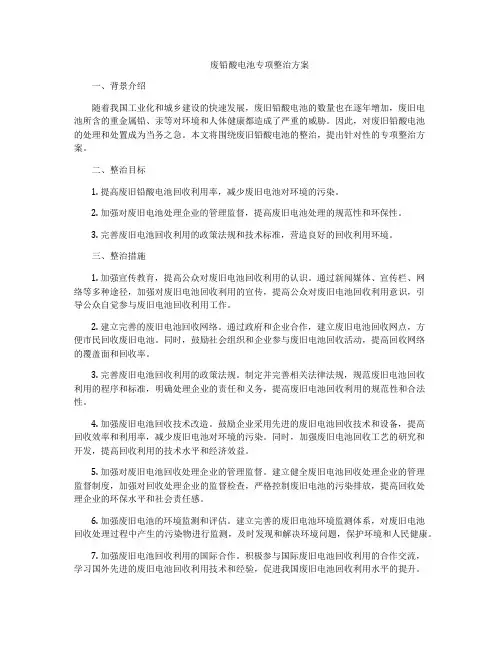 废铅酸电池专项整治方案