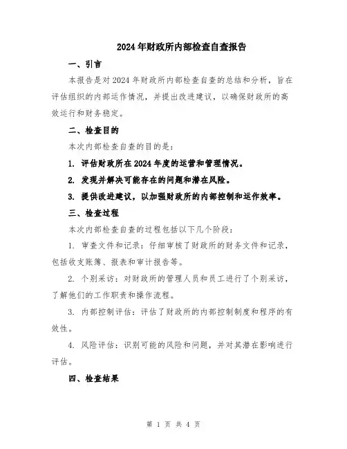 2024年财政所内部检查自查报告