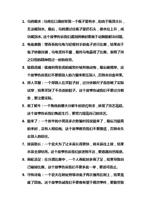 十大经典寓言故事 -回复