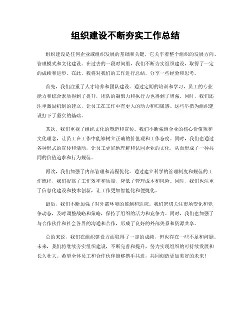 组织建设不断夯实工作总结