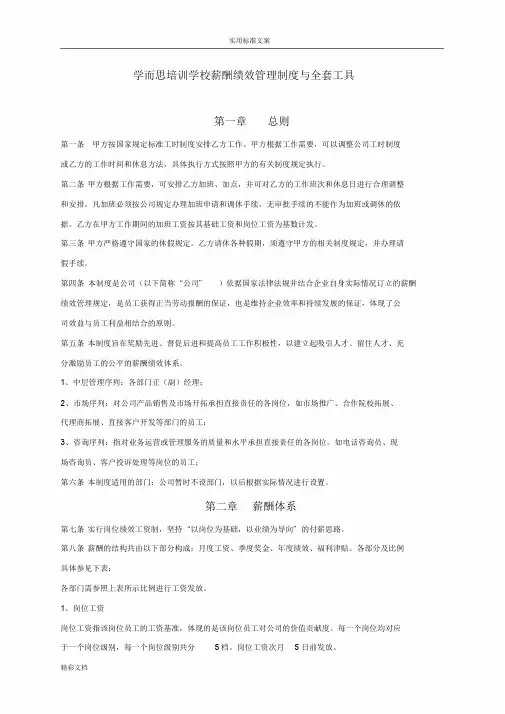 学而思薪酬绩效管理规章制度与全套工具