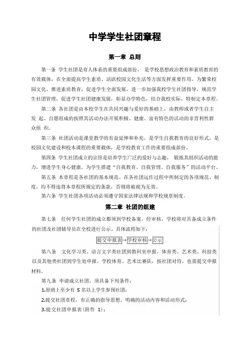 中学学生社团章程