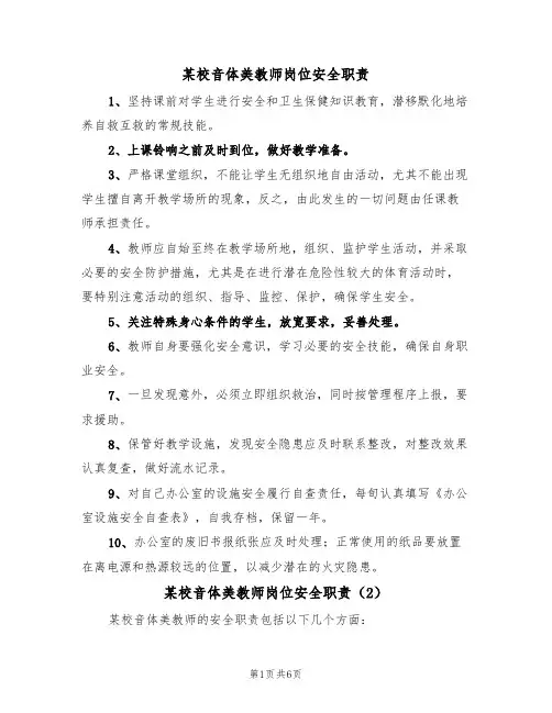 某校音体美教师岗位安全职责（5篇）