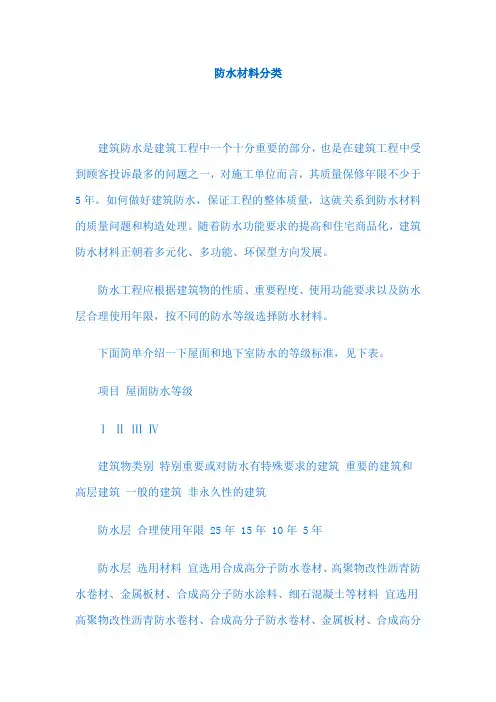 防水材料分类