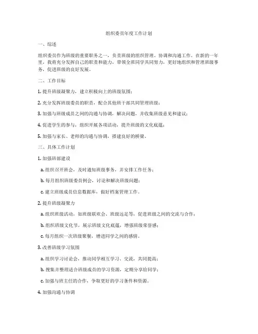 组织委员年度工作计划