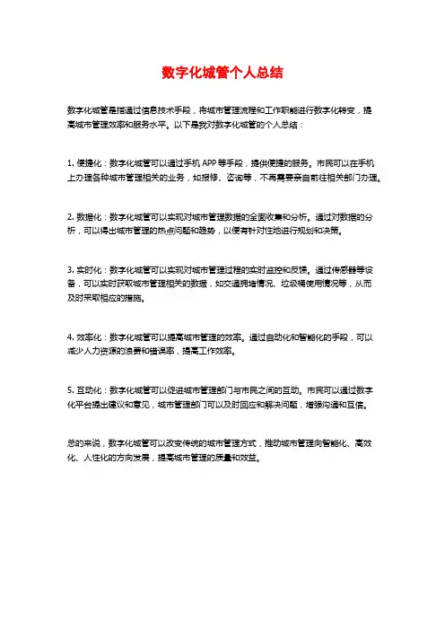数字化城管个人总结