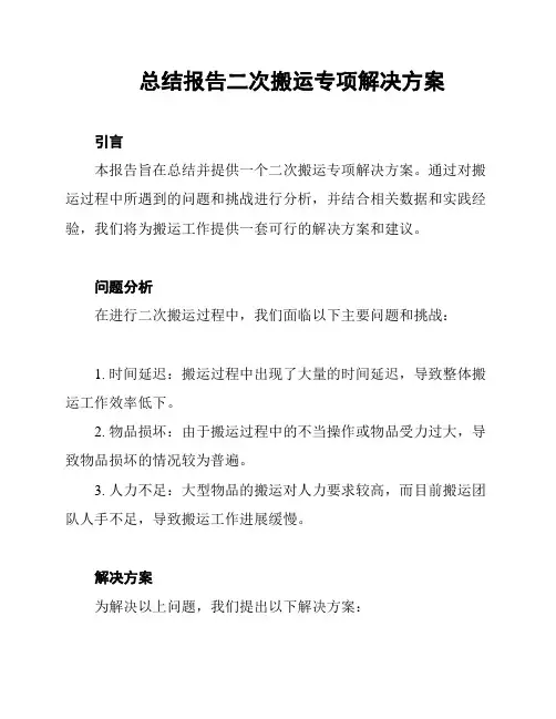 总结报告二次搬运专项解决方案