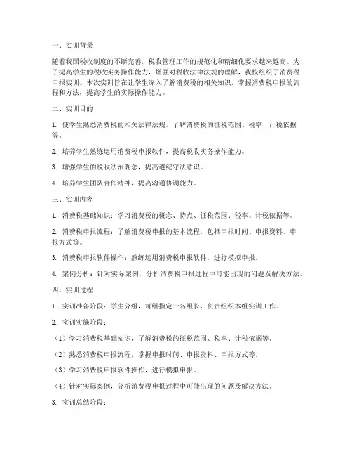 消费税申报实训总结报告