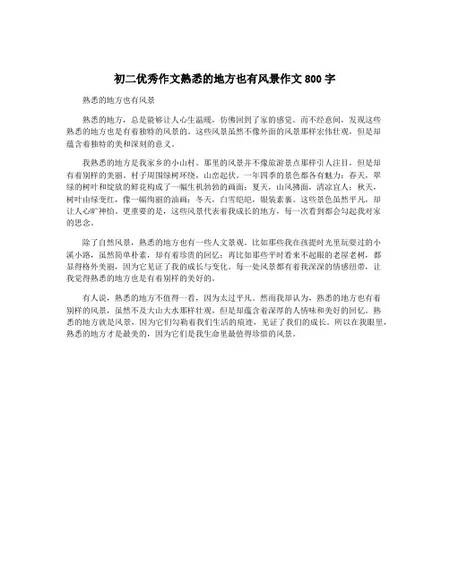 初二优秀作文熟悉的地方也有风景作文800字