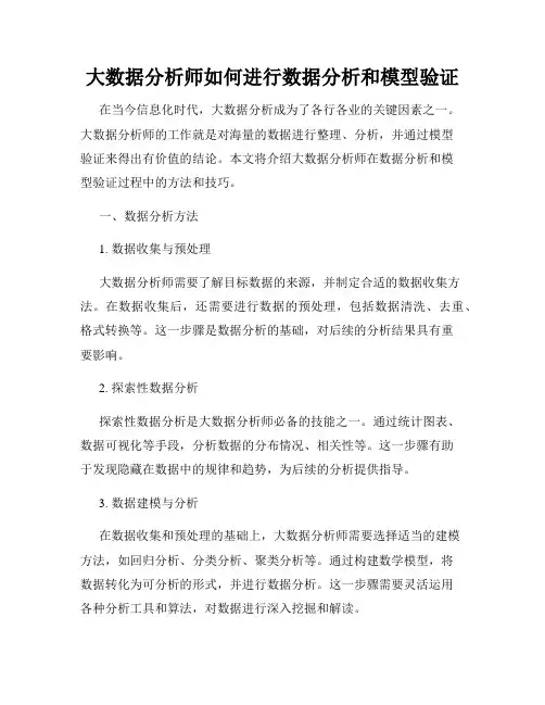 大数据分析师如何进行数据分析和模型验证