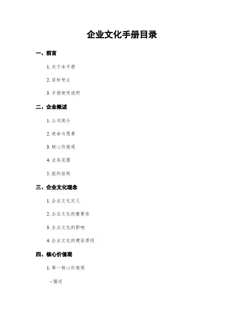 企业文化手册目录