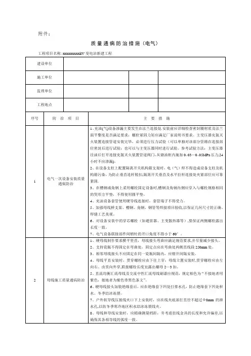 变电站(电气)质量通病防治措施