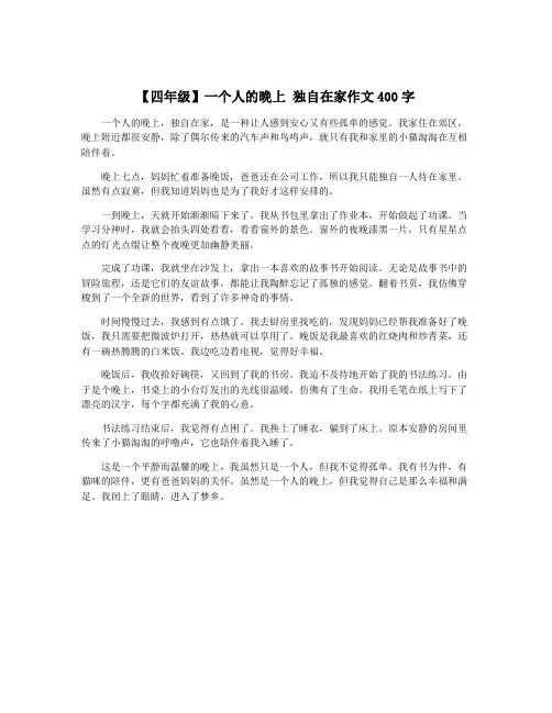 【四年级】一个人的晚上 独自在家作文400字