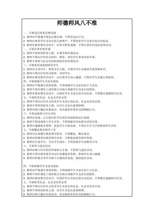 师德师风八不准