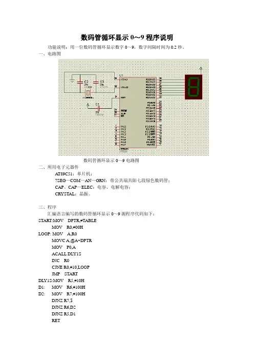 数码管循环显示0～9程序说明
