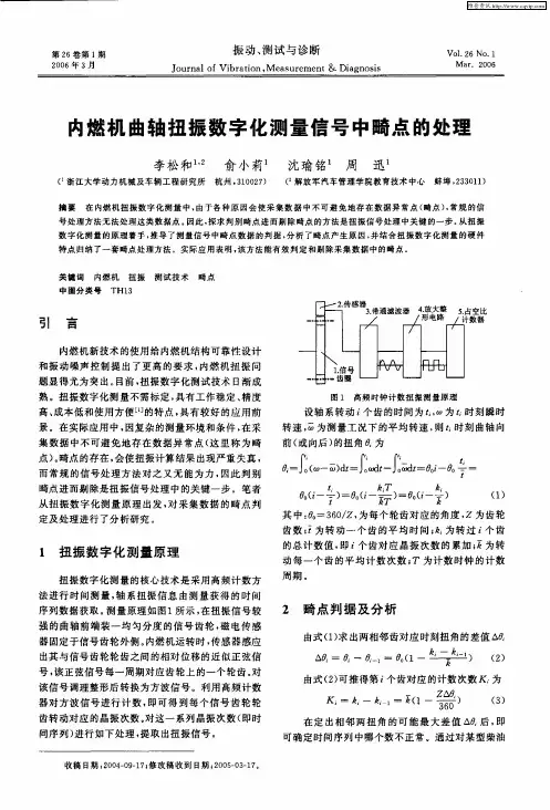 内燃机曲轴扭振数字化测量信号中畸点的处理