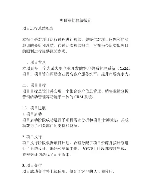 项目运行总结报告