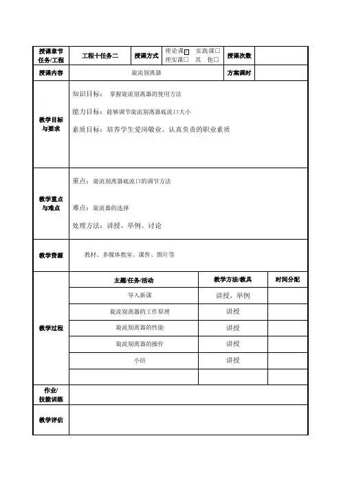 石油化工技术专业《旋流分离器》
