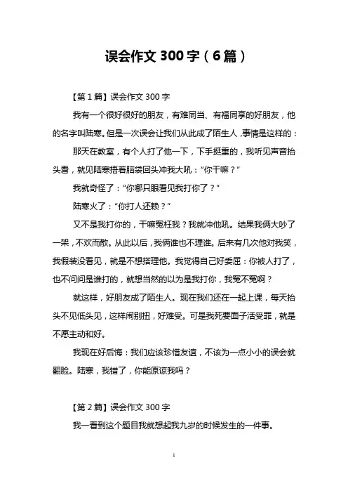 误会作文300字(6篇)