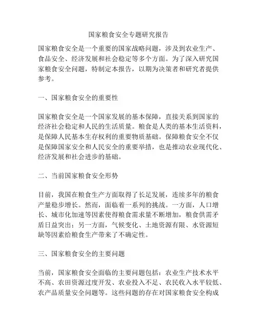国家粮食安全专题研究报告
