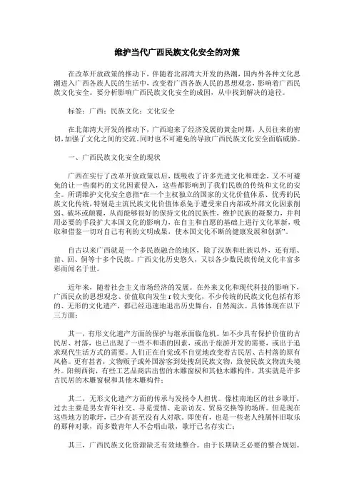 维护当代广西民族文化安全的对策