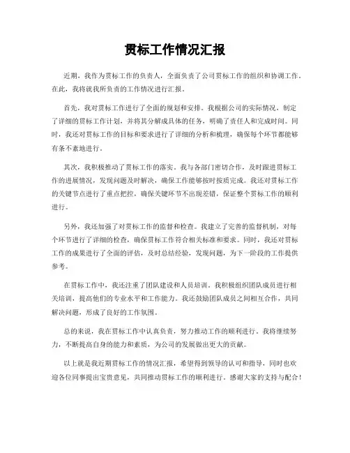 贯标工作情况汇报