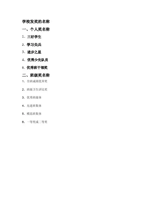 发奖名称及奖状写法