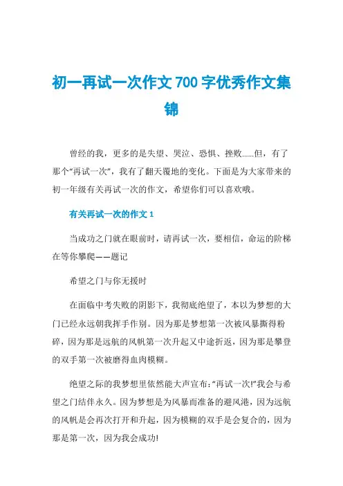 初一再试一次作文700字优秀作文集锦