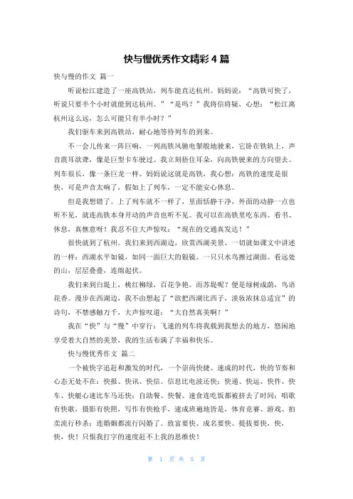 快与慢优秀作文精彩4篇