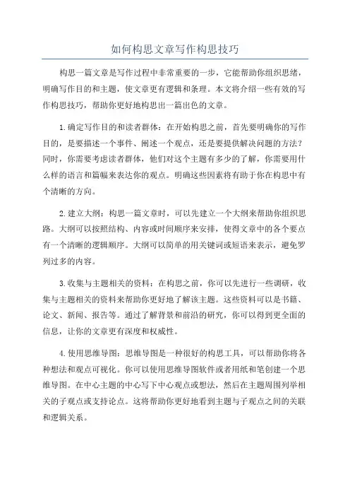 如何构思文章写作构思技巧
