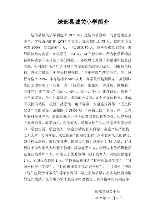 迭部县城关小学简介