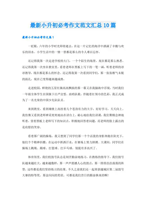 最新小升初必考作文范文汇总10篇