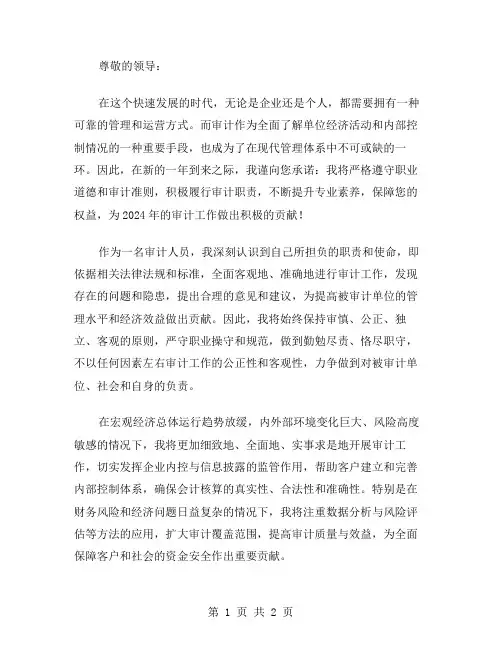 2024年审计工作承诺书范文