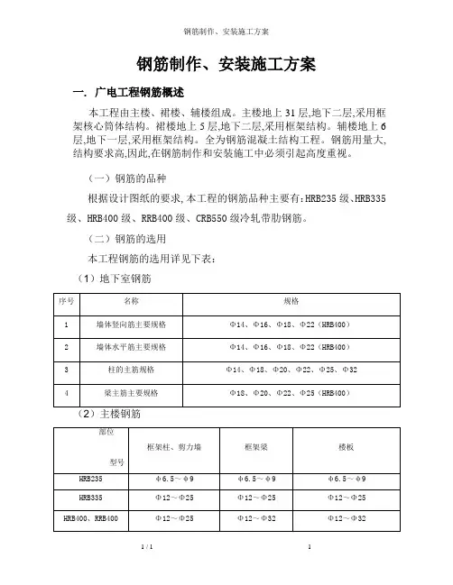 钢筋制作、安装施工方案