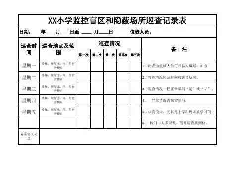 监控盲区、隐蔽场所巡查记录表