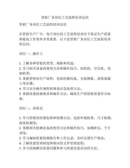 管桩厂各岗位工艺流程培训总结