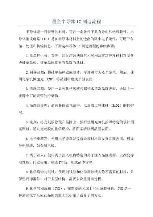 最全半导体IC制造流程