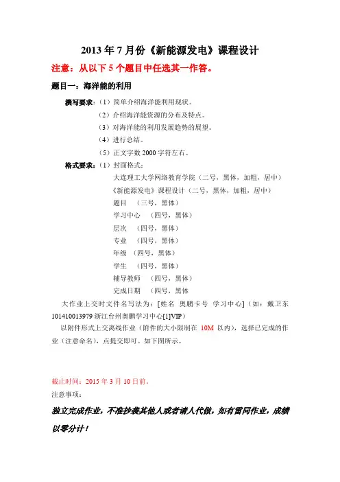 新能源开发大作业