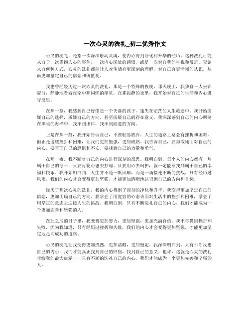 一次心灵的洗礼_初二优秀作文