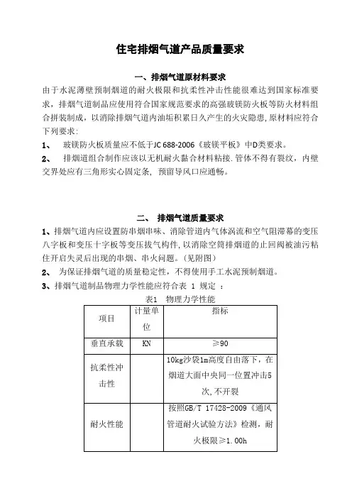 住宅厨房排烟道质量要求