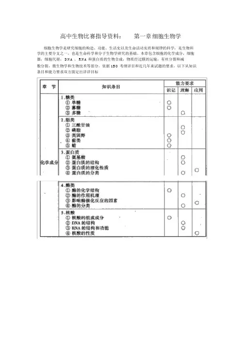 高中生物竞赛辅导资料：第1章细胞生物学