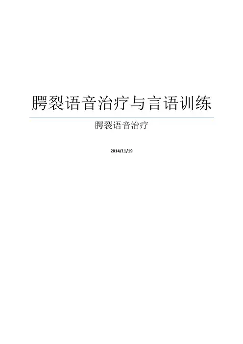 腭裂语音治疗与语言训练