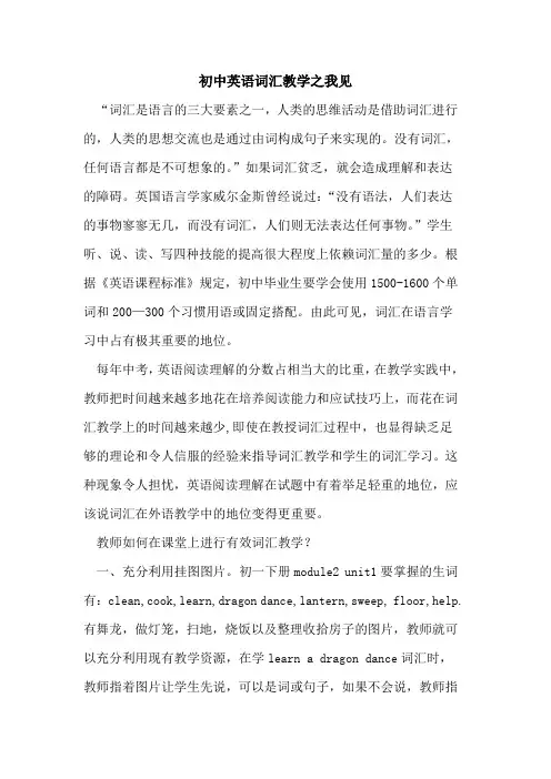 初中英语词汇教学之我见论文