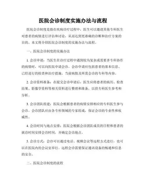 医院会诊制度实施办法与流程