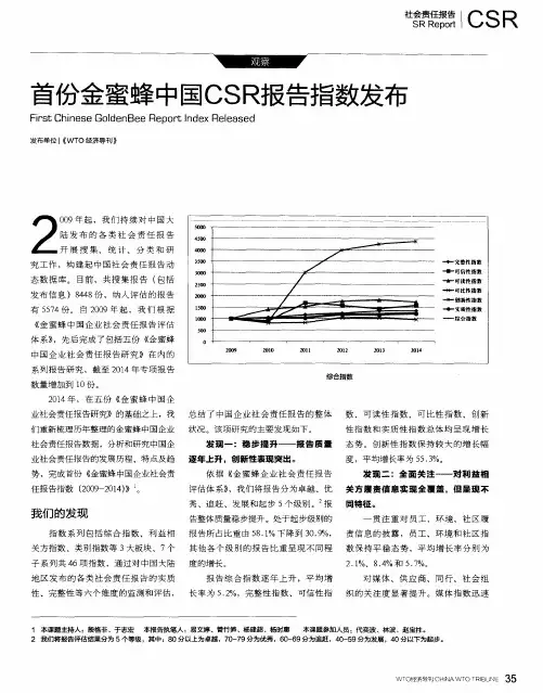 首份金蜜蜂中国CSR报告指数发布