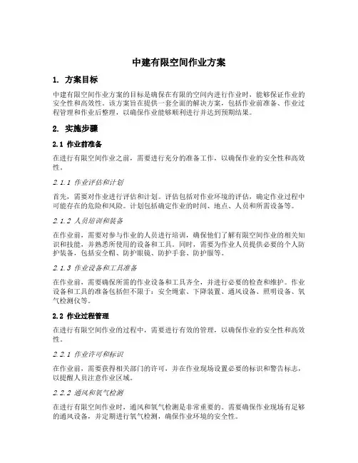 中建有限空间作业方案