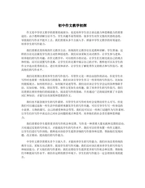 初中作文教学初探